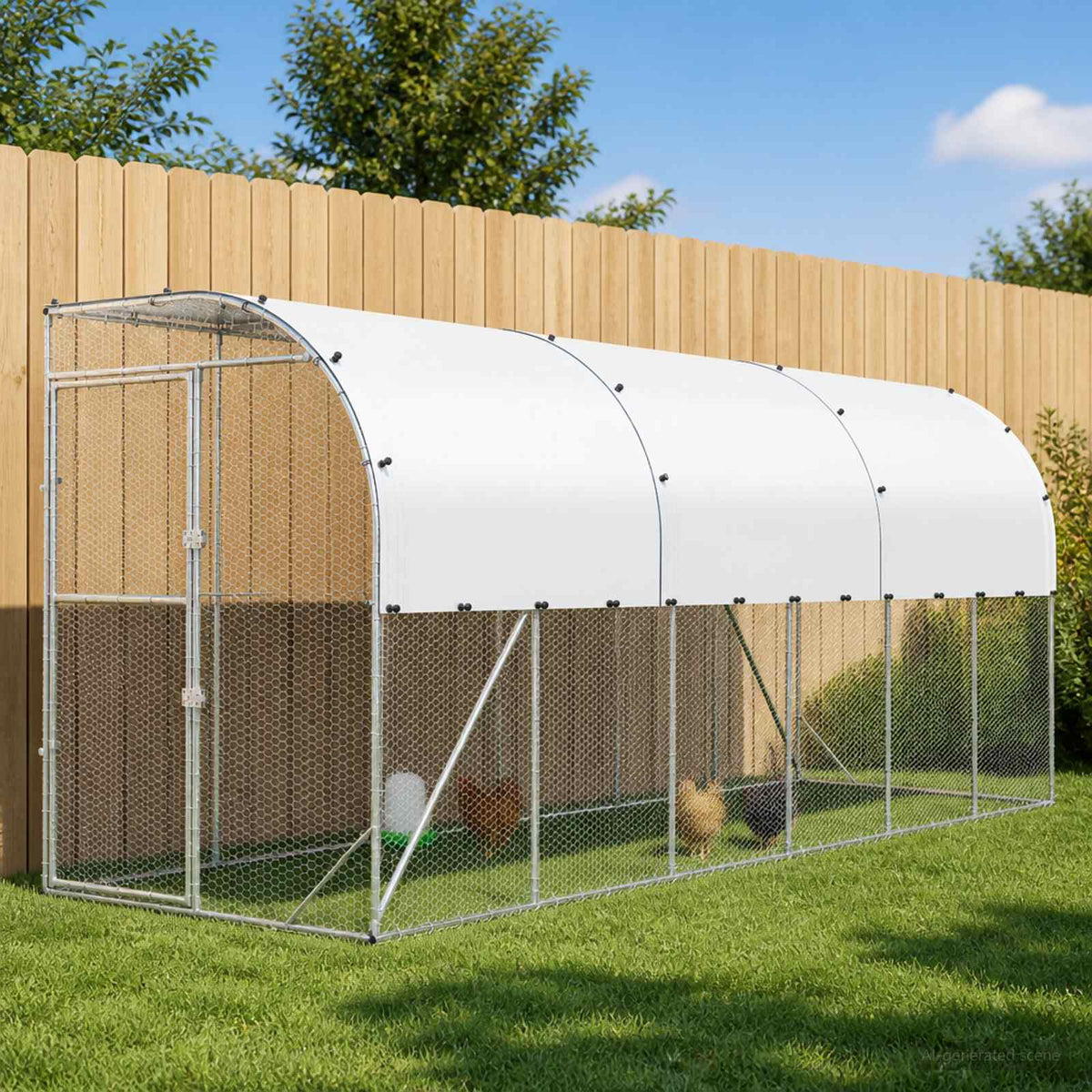 Against Wall Chicken Coop Silver 600 x 100 x 215 cm