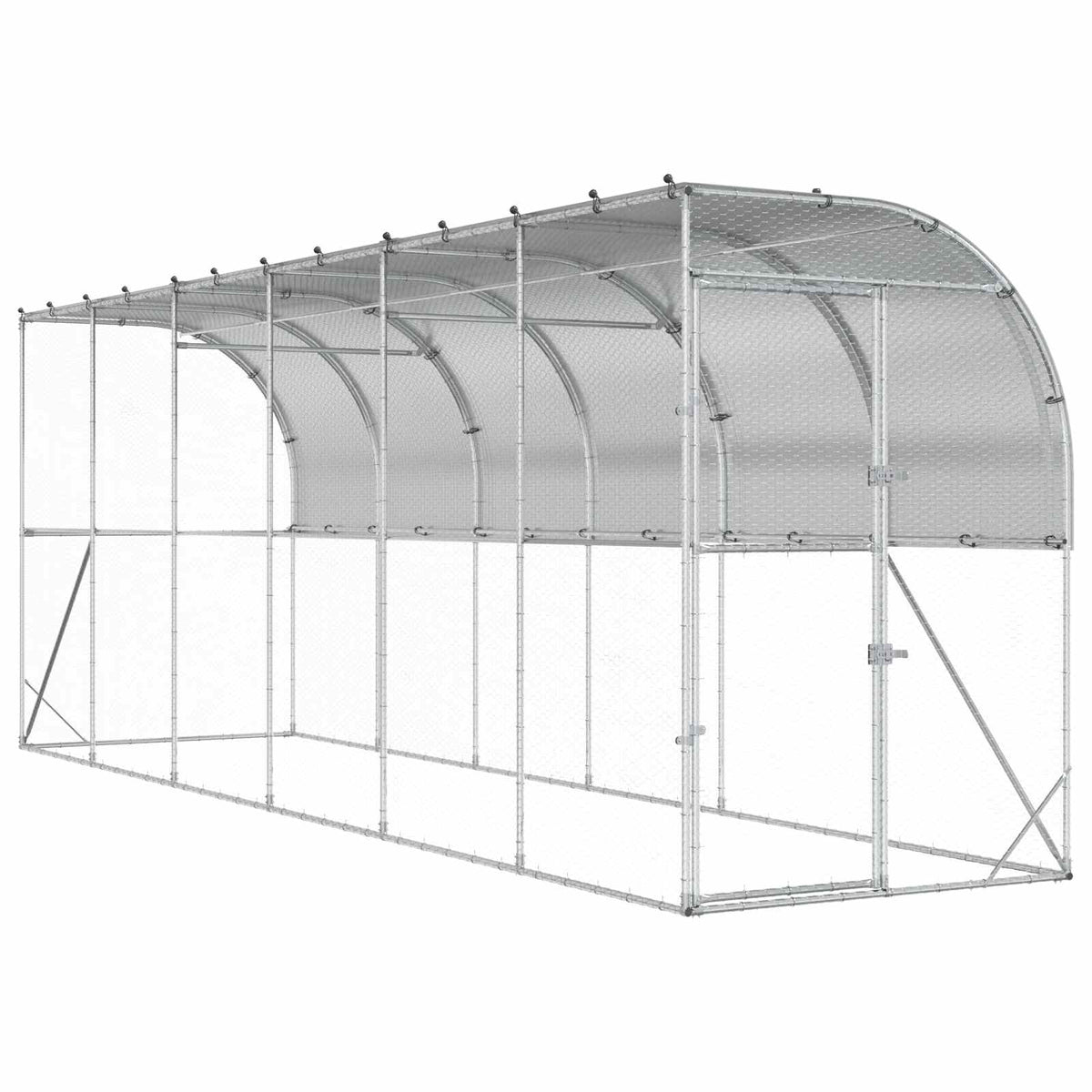 Against Wall Chicken Coop Silver 600 x 100 x 215 cm