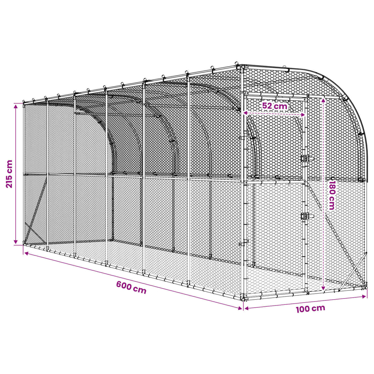 Against Wall Chicken Coop Silver 600 x 100 x 215 cm