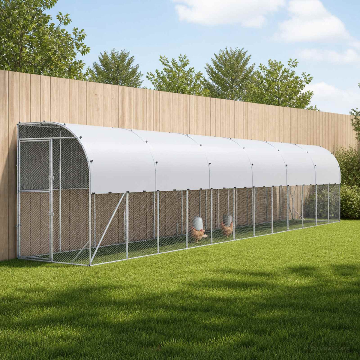 Against Wall Chicken Coop Silver 1200 x 100 x 215 cm