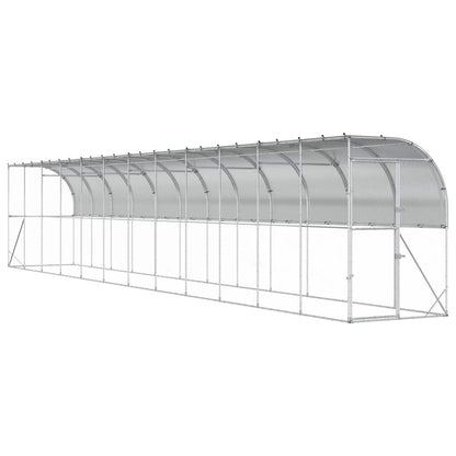 Against Wall Chicken Coop Silver 1200 x 100 x 215 cm