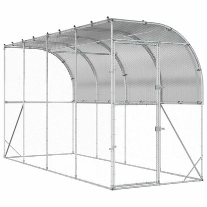 Against Wall Chicken Coop Silver 400 x 150 x 215 cm