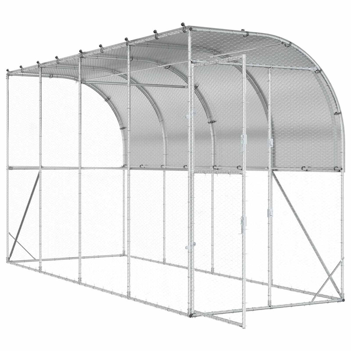 Against Wall Chicken Coop Silver 400 x 150 x 215 cm