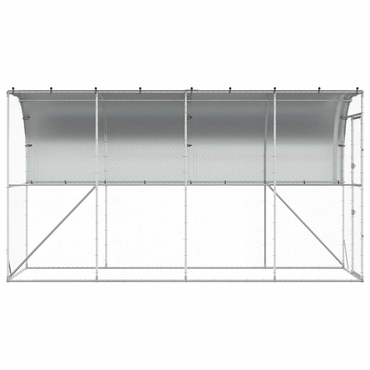 Against Wall Chicken Coop Silver 400 x 150 x 215 cm