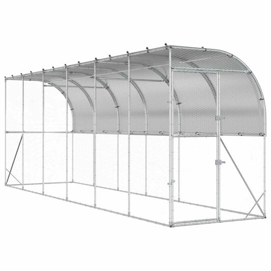 Against Wall Chicken Coop Silver 600 x 150 x 215 cm