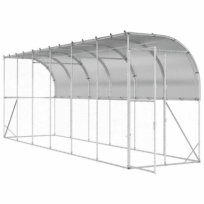 Against Wall Chicken Coop Silver 600 x 150 x 215 cm