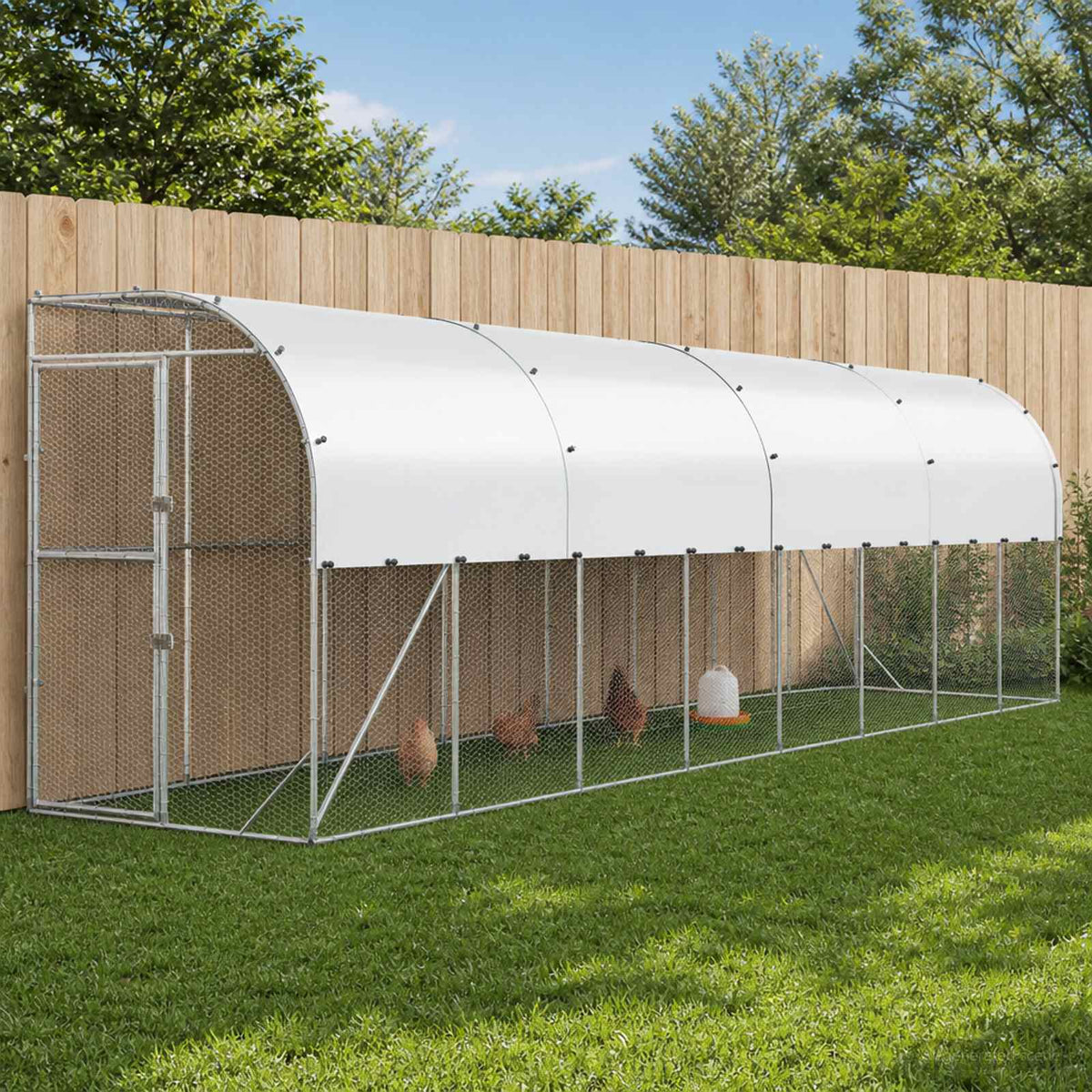 Against Wall Chicken Coop Silver 800 x 150 x 215 cm