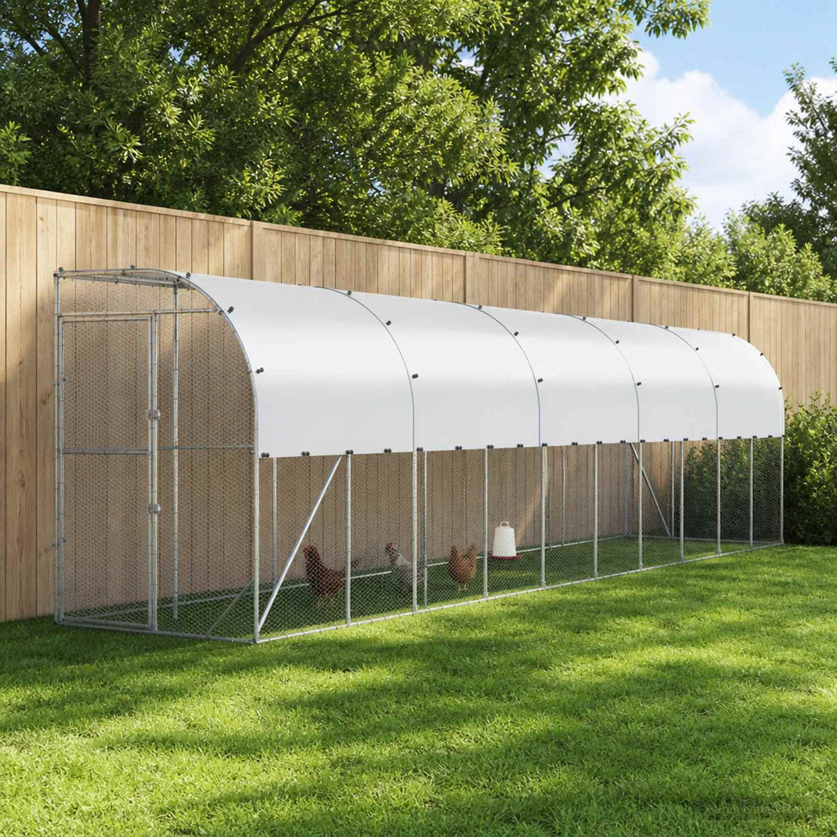 Against Wall Chicken Coop Silver 1000 x 150 x 215 cm
