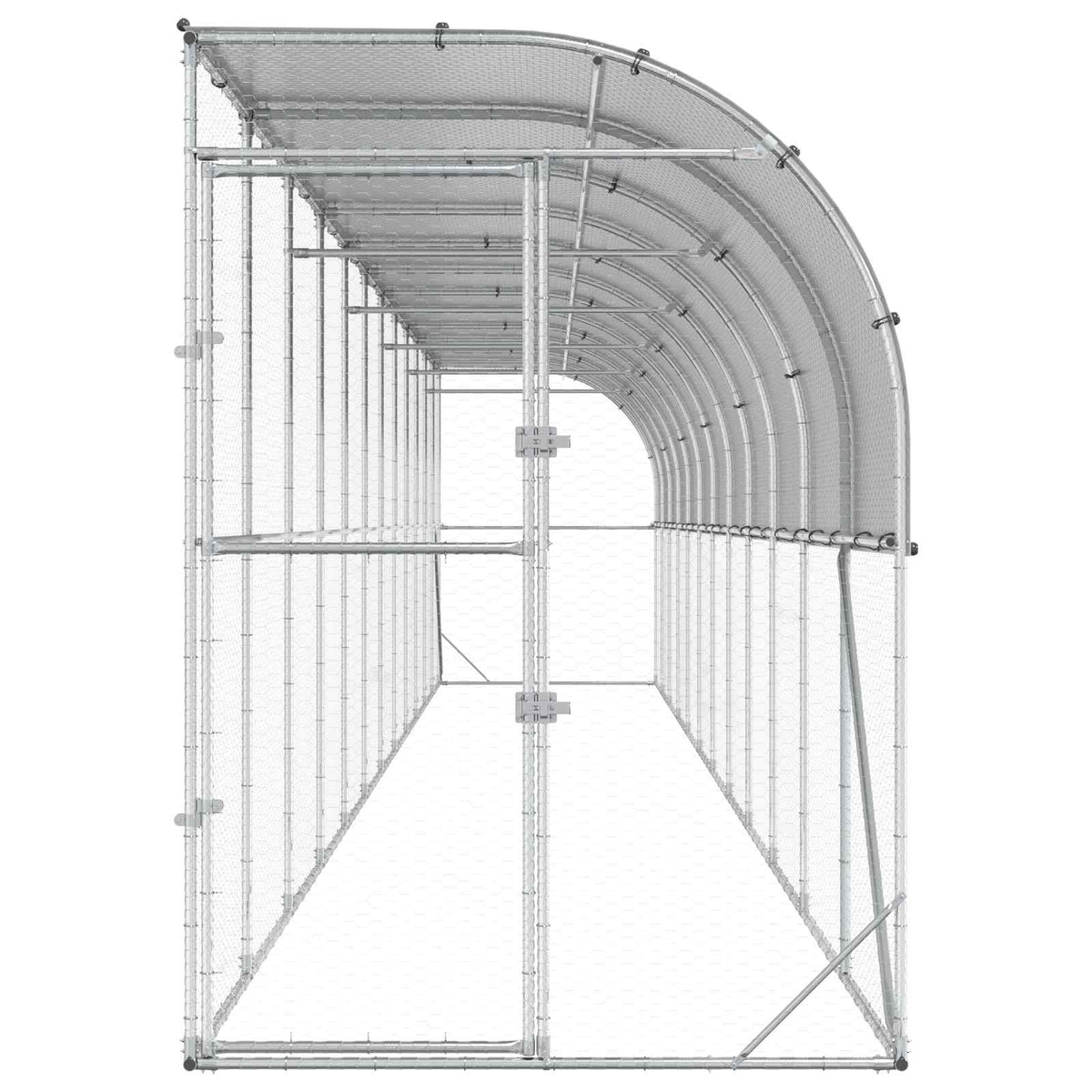Against Wall Chicken Coop Silver 1200 x 150 x 215 cm