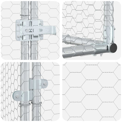 Against Wall Chicken Coop Silver 400 x 200 x 215 cm