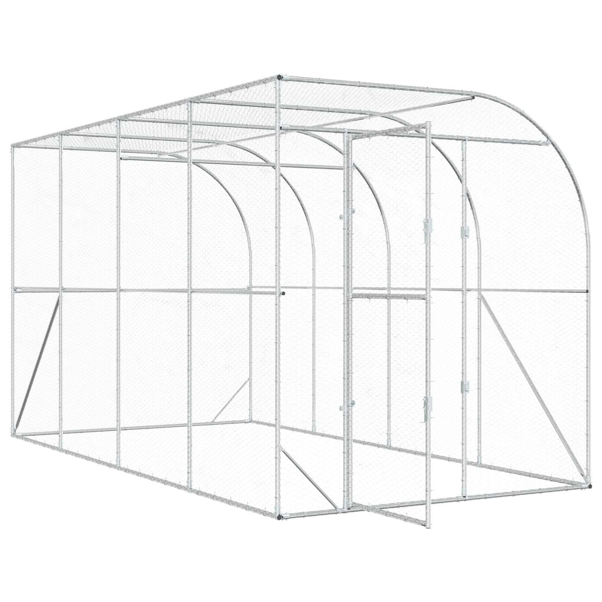 Against Wall Chicken Coop Silver 400 x 200 x 215 cm