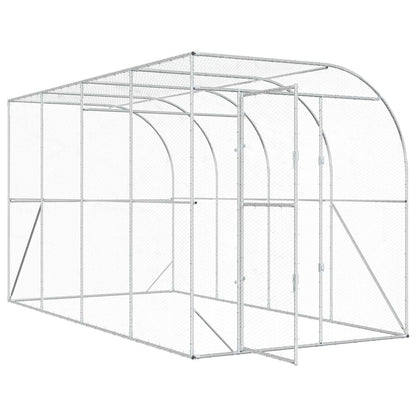 Against Wall Chicken Coop Silver 400 x 200 x 215 cm