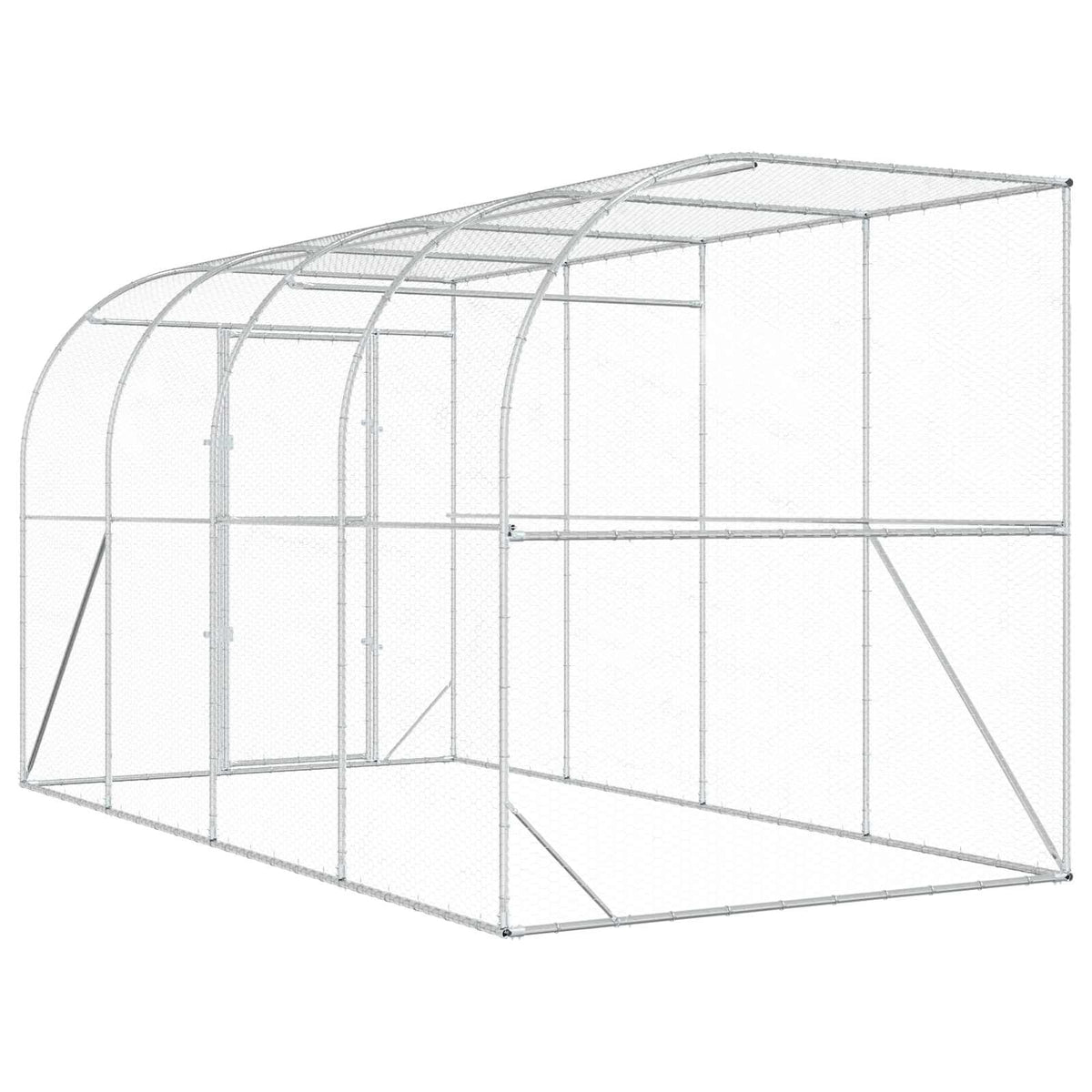 Against Wall Chicken Coop Silver 400 x 200 x 215 cm