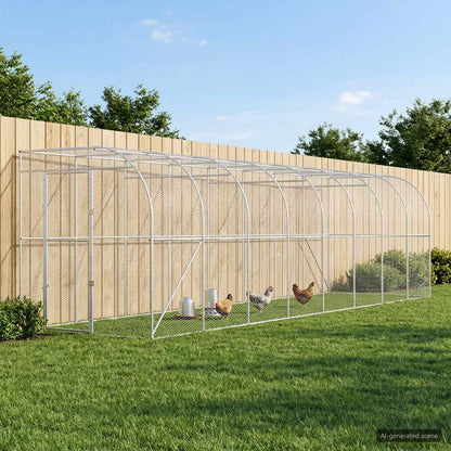 Against Wall Chicken Coop Silver 800 x 200 x 215 cm