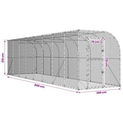 Against Wall Chicken Coop Silver 800 x 200 x 215 cm