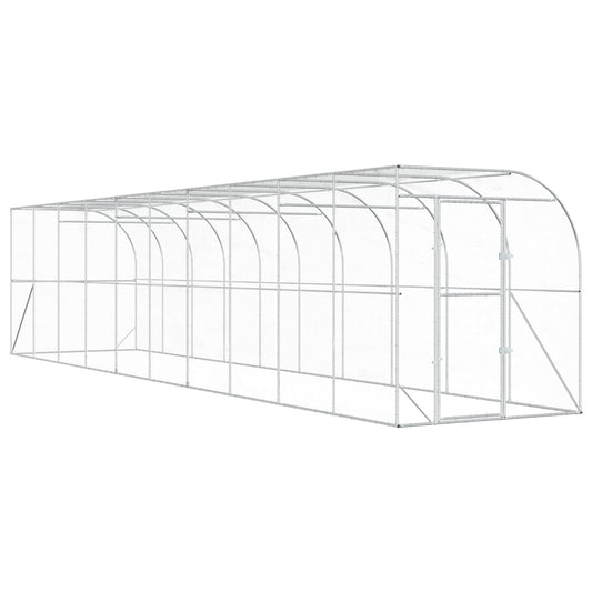 Against Wall Chicken Coop Silver 1000 x 200 x 215 cm