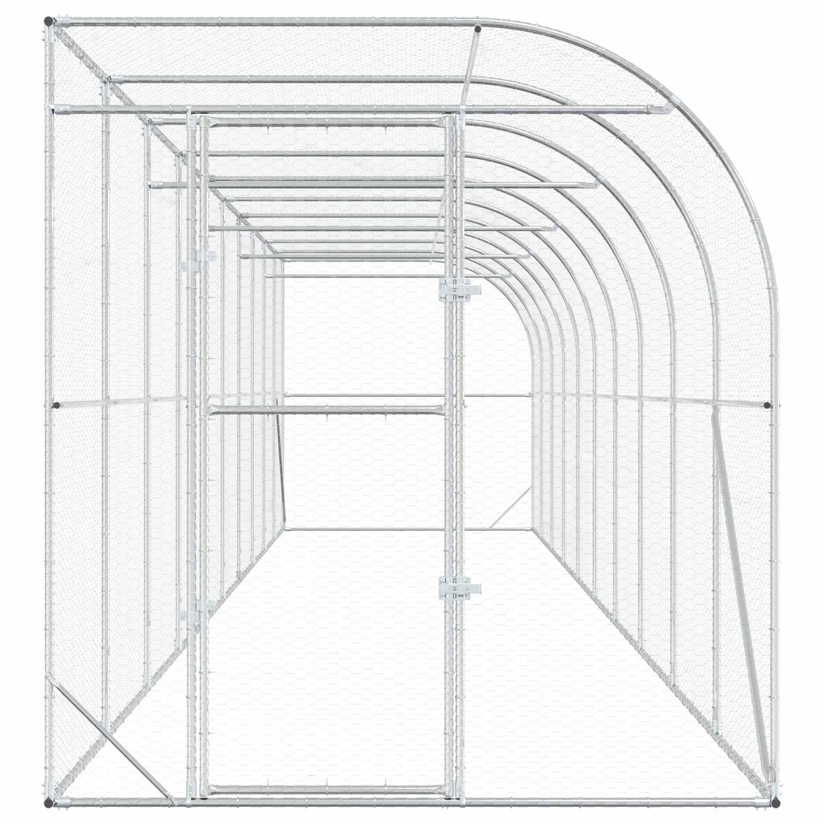 Against Wall Chicken Coop Silver 1000 x 200 x 215 cm