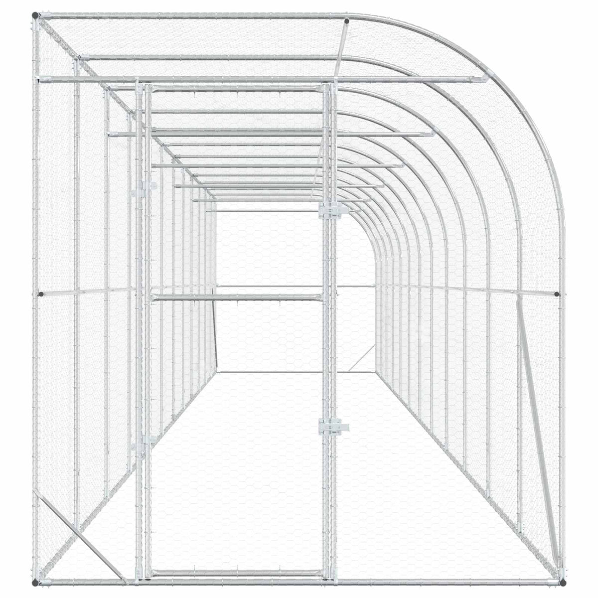 Against Wall Chicken Coop Silver 1200 x 200 x 215 cm