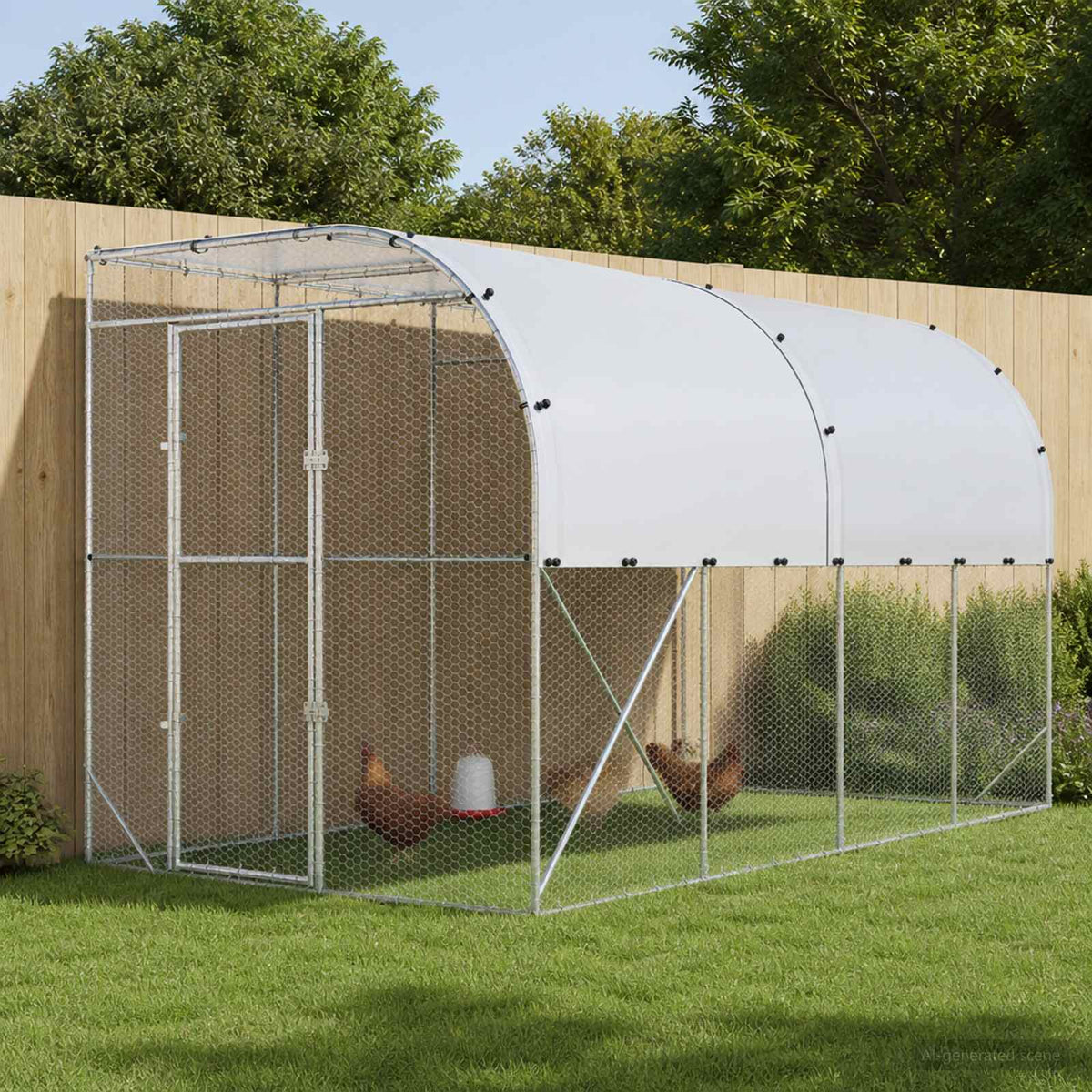 Against Wall Chicken Coop Silver 400 x 200 x 215 cm