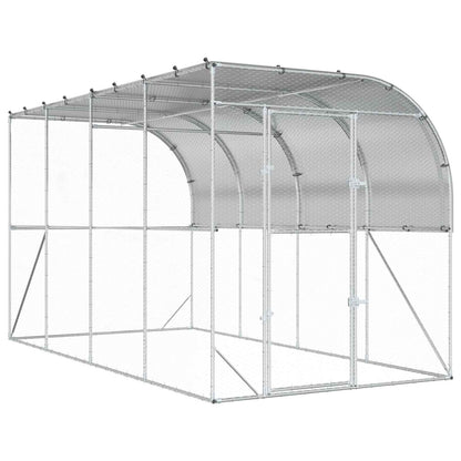Against Wall Chicken Coop Silver 400 x 200 x 215 cm