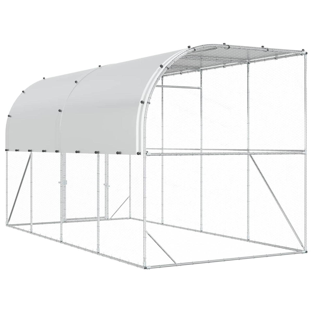 Against Wall Chicken Coop Silver 400 x 200 x 215 cm