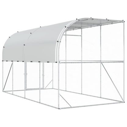Against Wall Chicken Coop Silver 400 x 200 x 215 cm