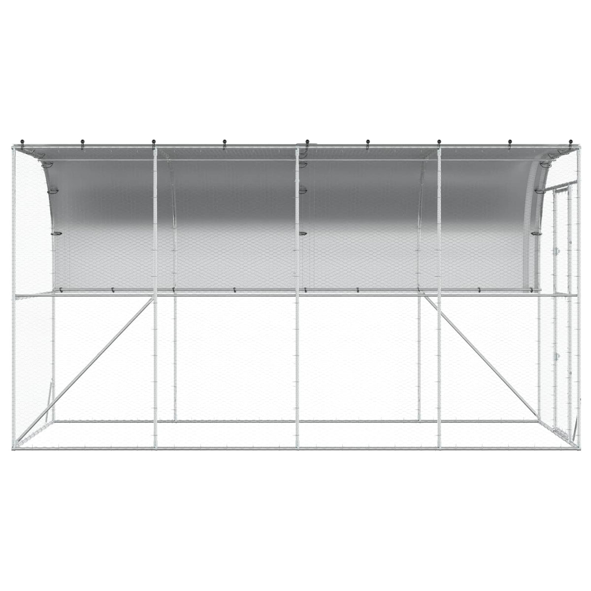 Against Wall Chicken Coop Silver 400 x 200 x 215 cm