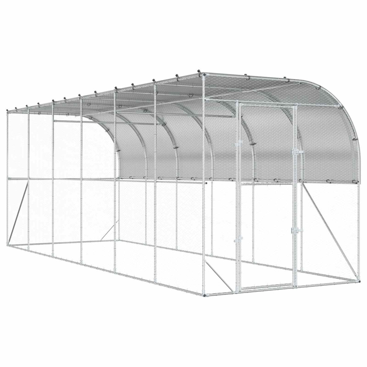 Against Wall Chicken Coop Silver 600 x 200 x 215 cm