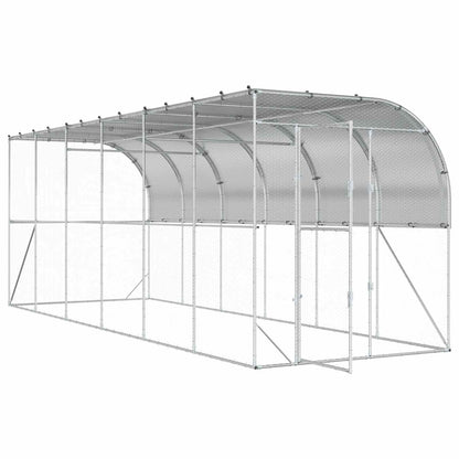 Against Wall Chicken Coop Silver 600 x 200 x 215 cm