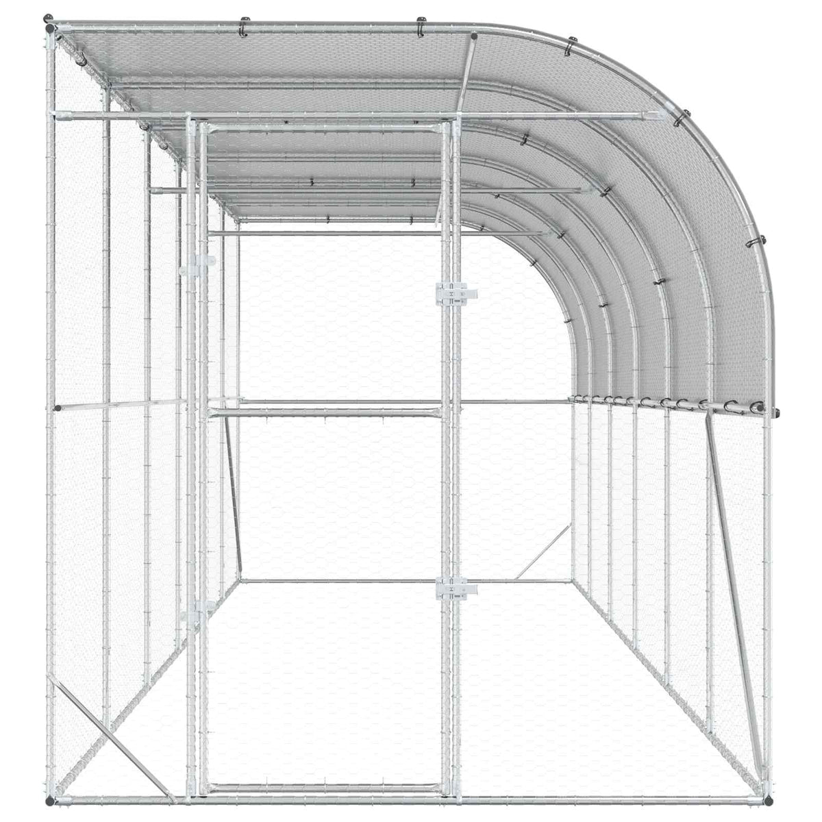Against Wall Chicken Coop Silver 600 x 200 x 215 cm