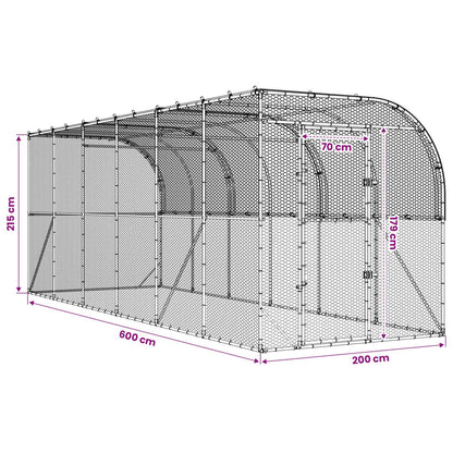 Against Wall Chicken Coop Silver 600 x 200 x 215 cm