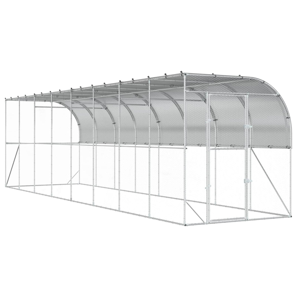 Against Wall Chicken Coop Silver 800 x 200 x 215 cm