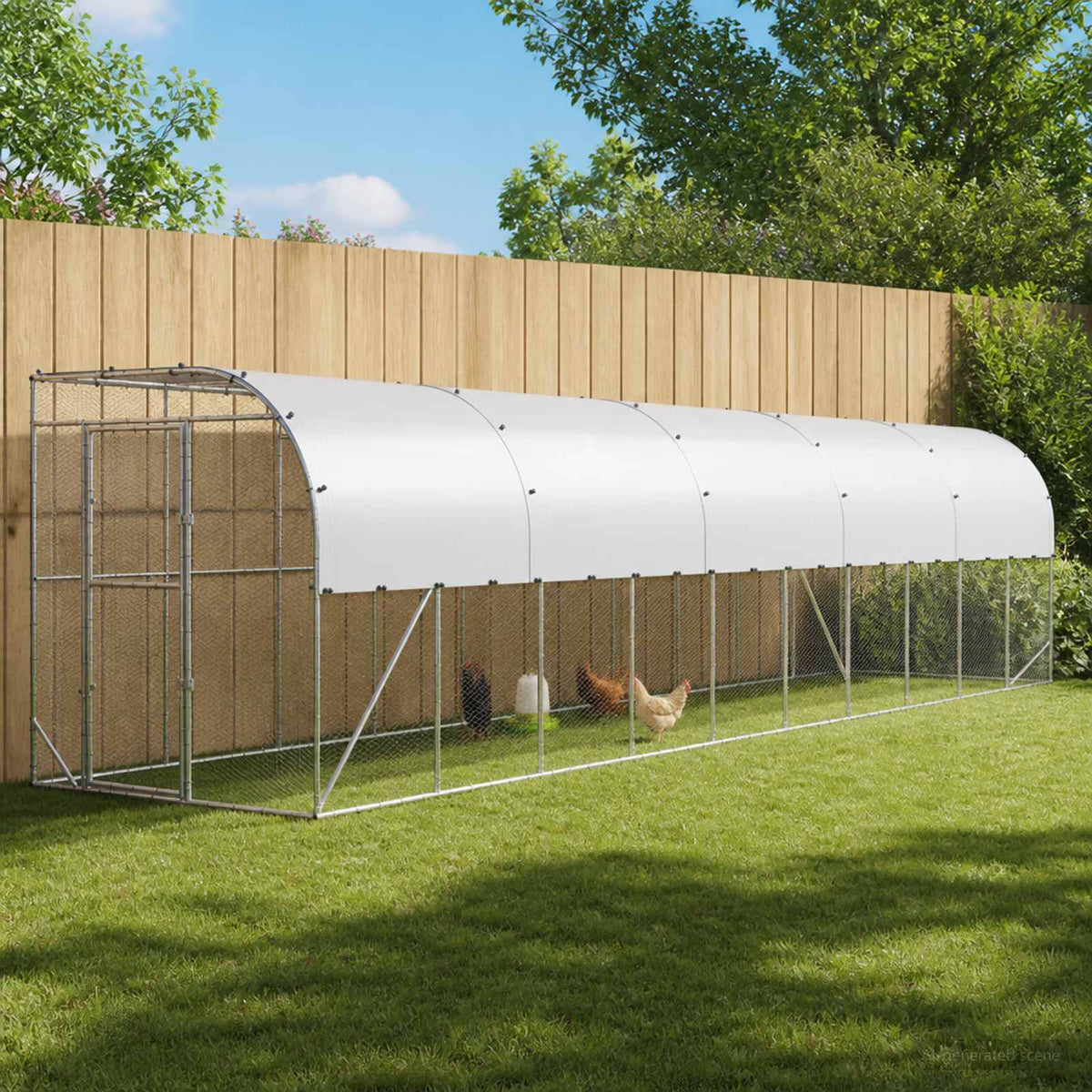 Against Wall Chicken Coop Silver 1000 x 200 x 215 cm