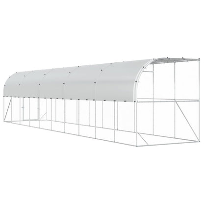 Against Wall Chicken Coop Silver 1000 x 200 x 215 cm