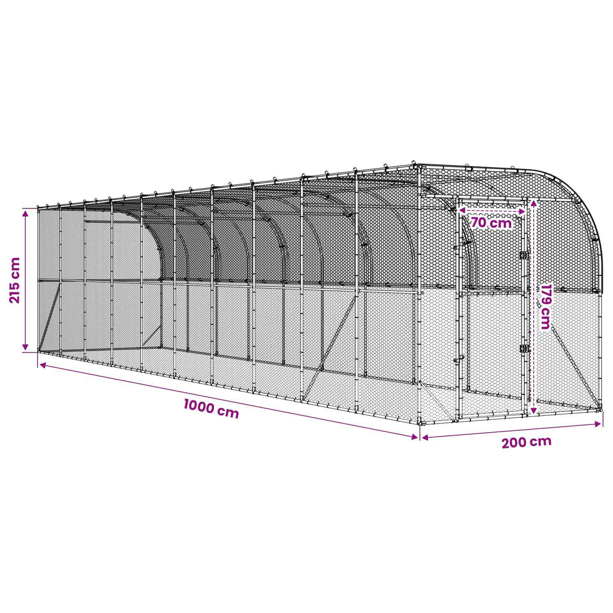 Against Wall Chicken Coop Silver 1000 x 200 x 215 cm