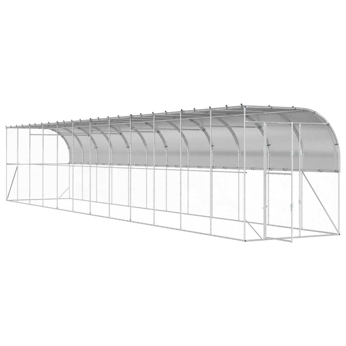 Against Wall Chicken Coop Silver 1200 x 200 x 215 cm
