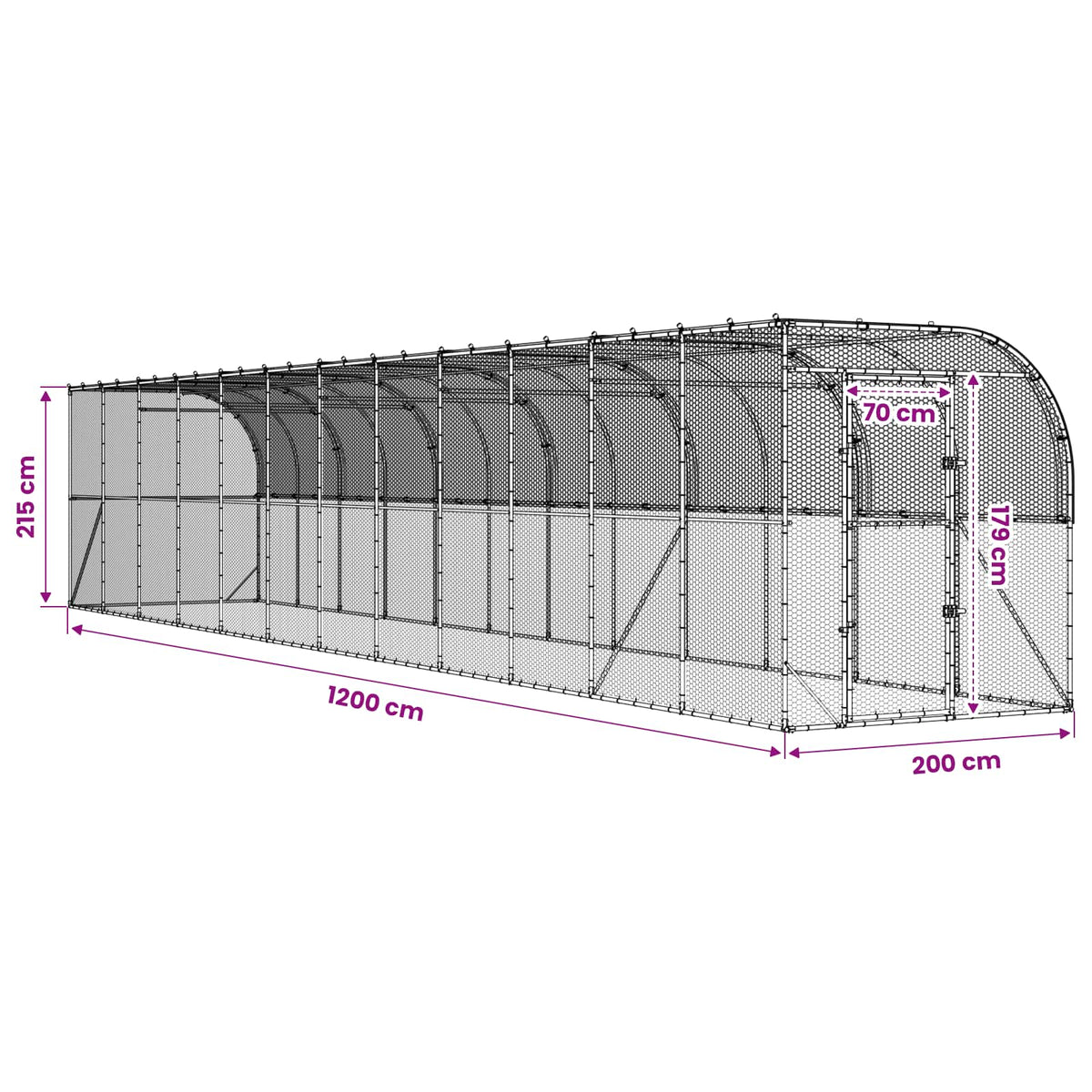 Against Wall Chicken Coop Silver 1200 x 200 x 215 cm