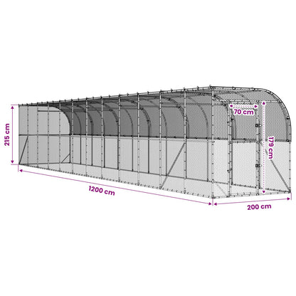 Against Wall Chicken Coop Silver 1200 x 200 x 215 cm