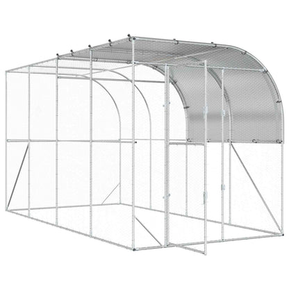Against Wall Chicken Coop Silver 400 x 200 x 215 cm