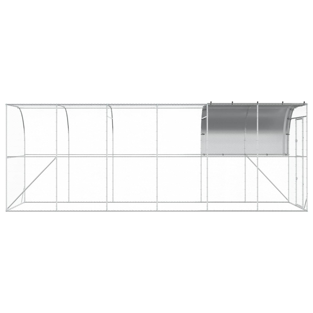 Against Wall Chicken Coop Silver 600 x 200 x 215 cm