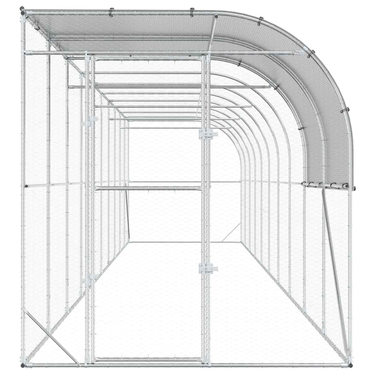 Against Wall Chicken Coop Silver 1000 x 200 x 215 cm