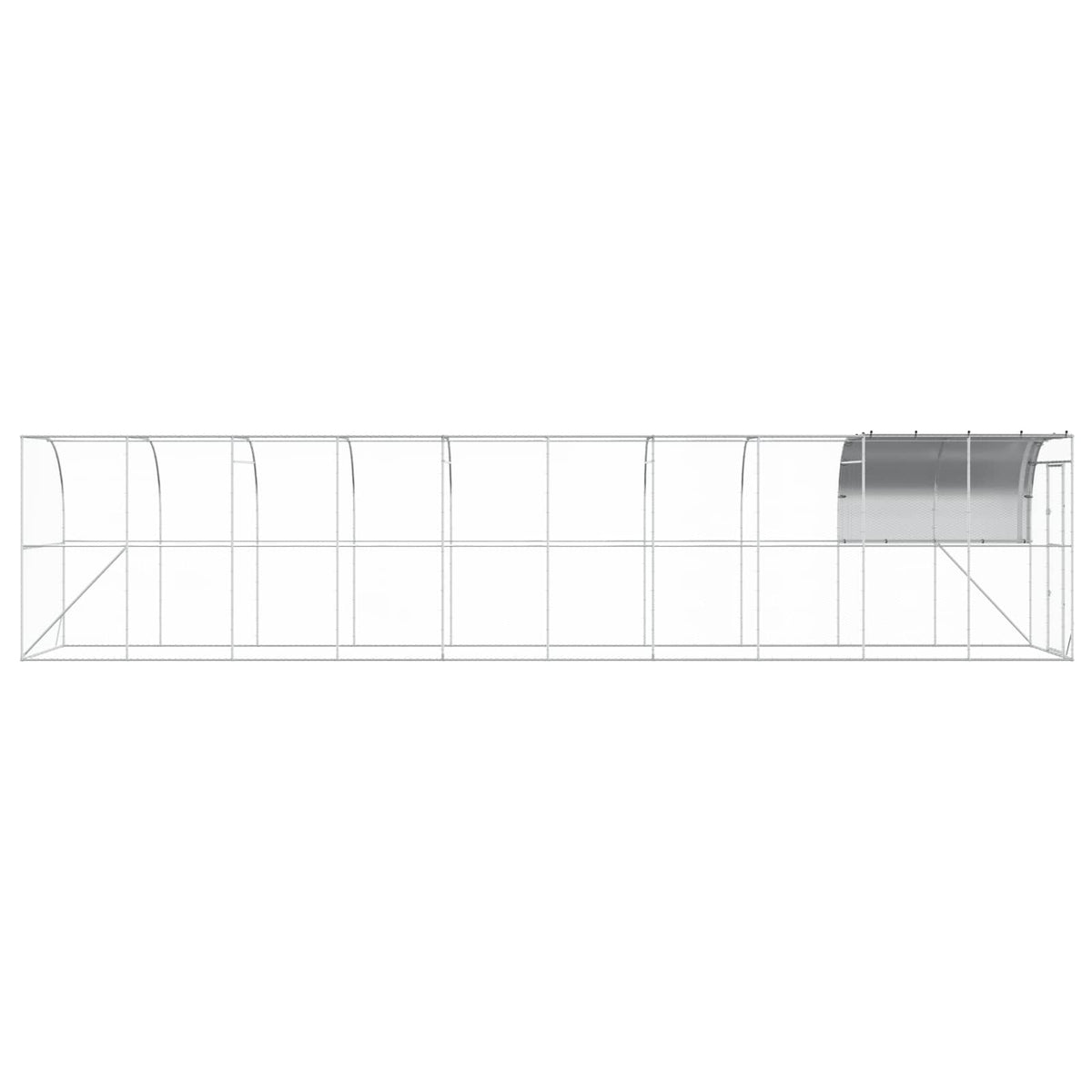 Against Wall Chicken Coop Silver 1000 x 200 x 215 cm