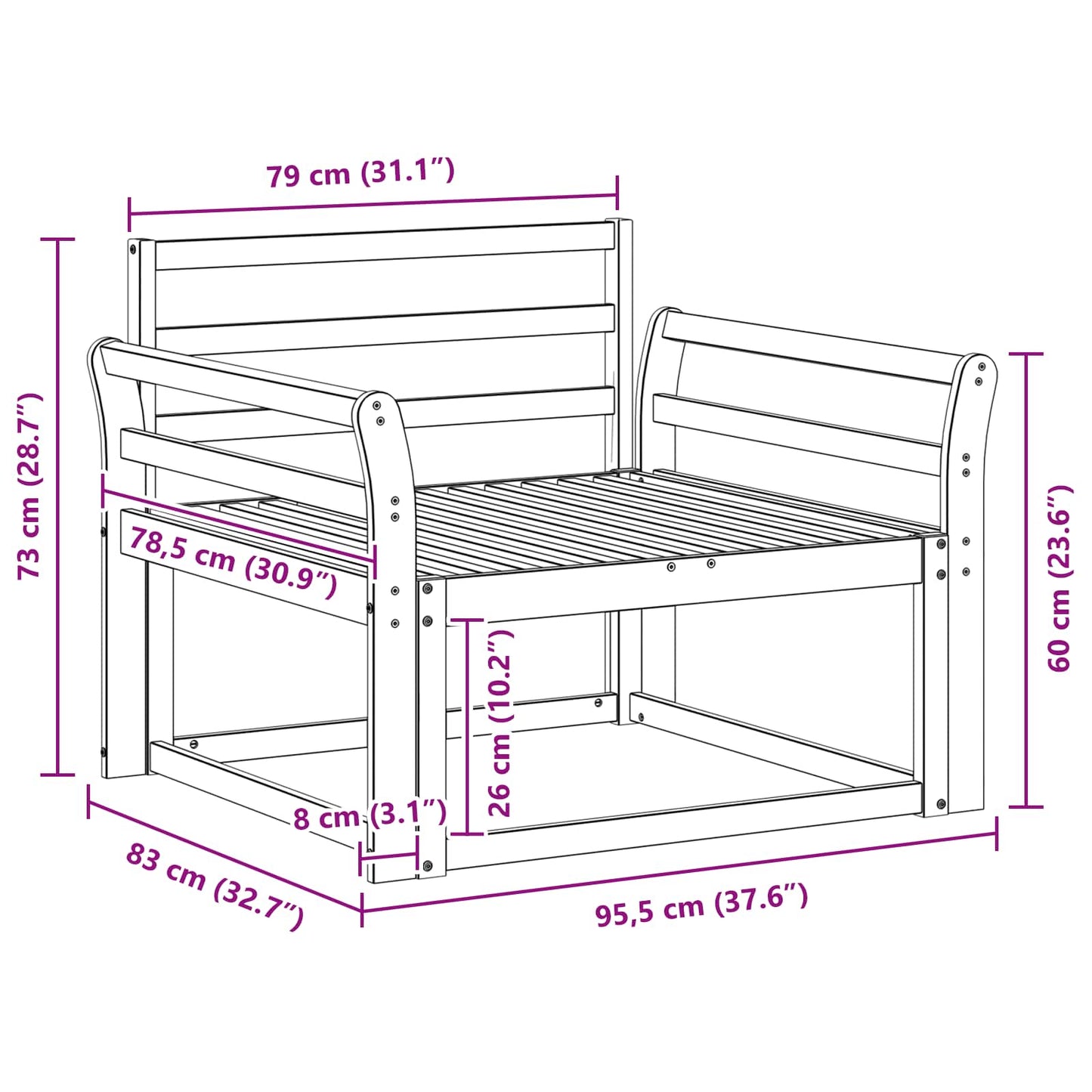 Outdoor Middle Sofa Natural