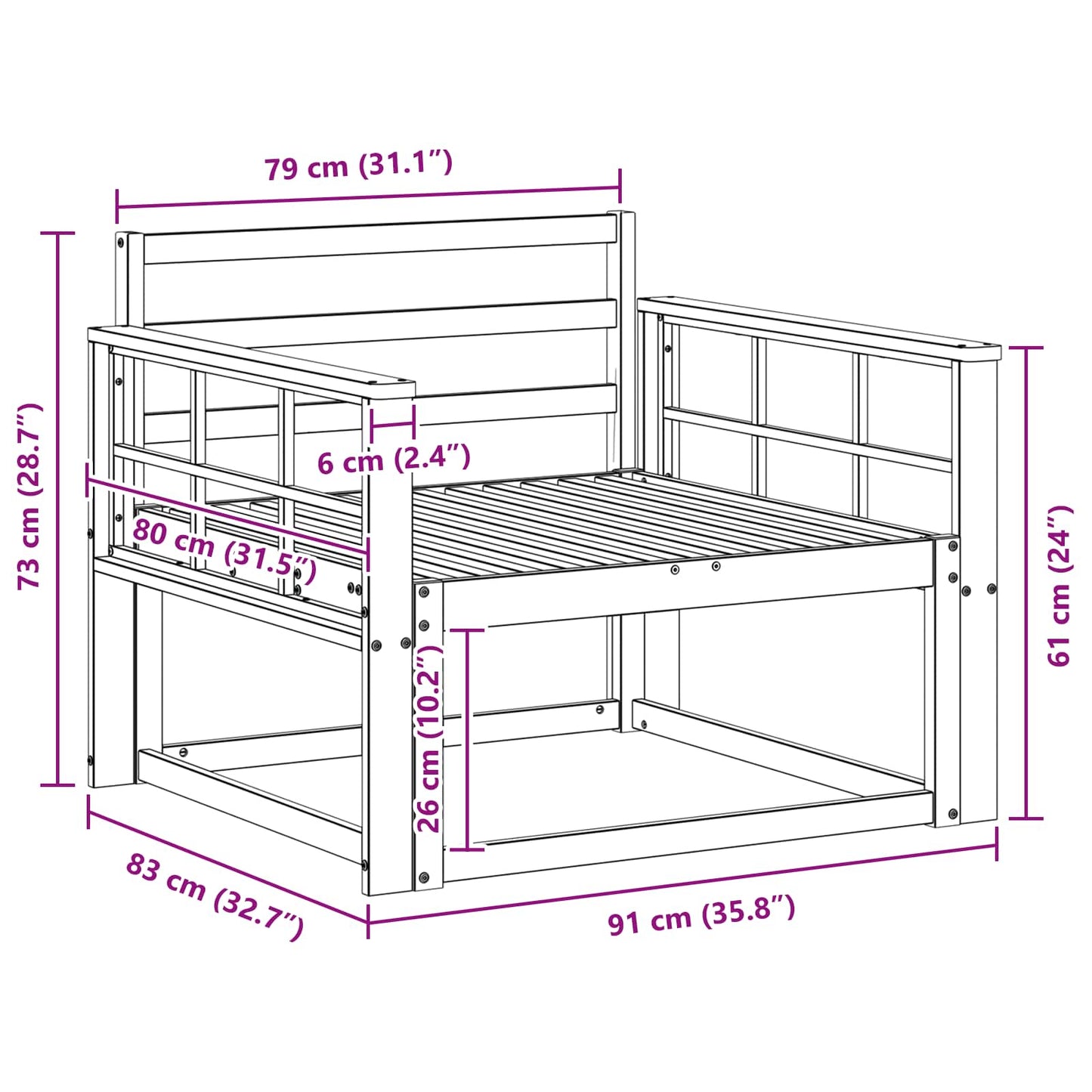 Outdoor Middle Sofa Natural