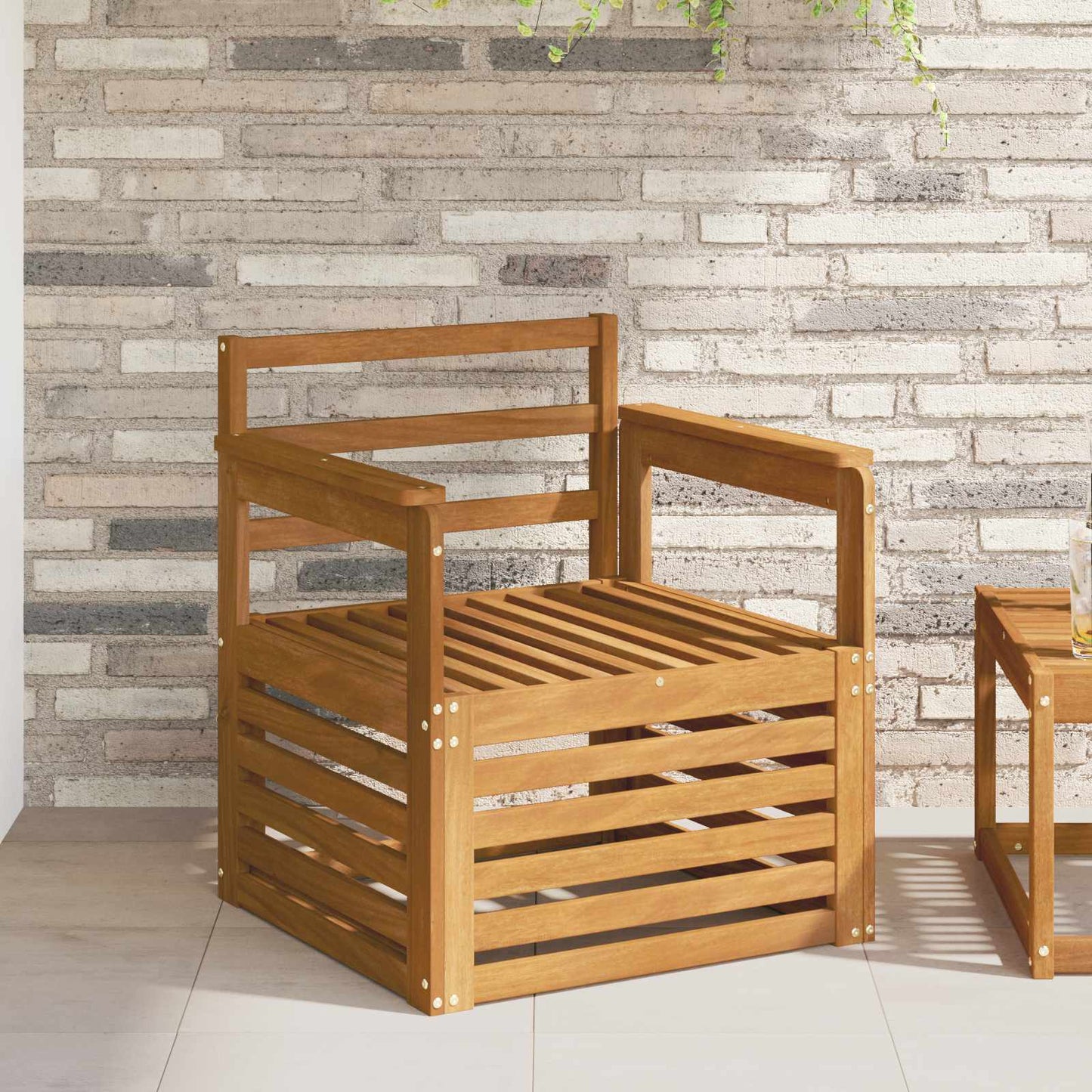 Outdoor Sofa Solid Acacia Wood Natural