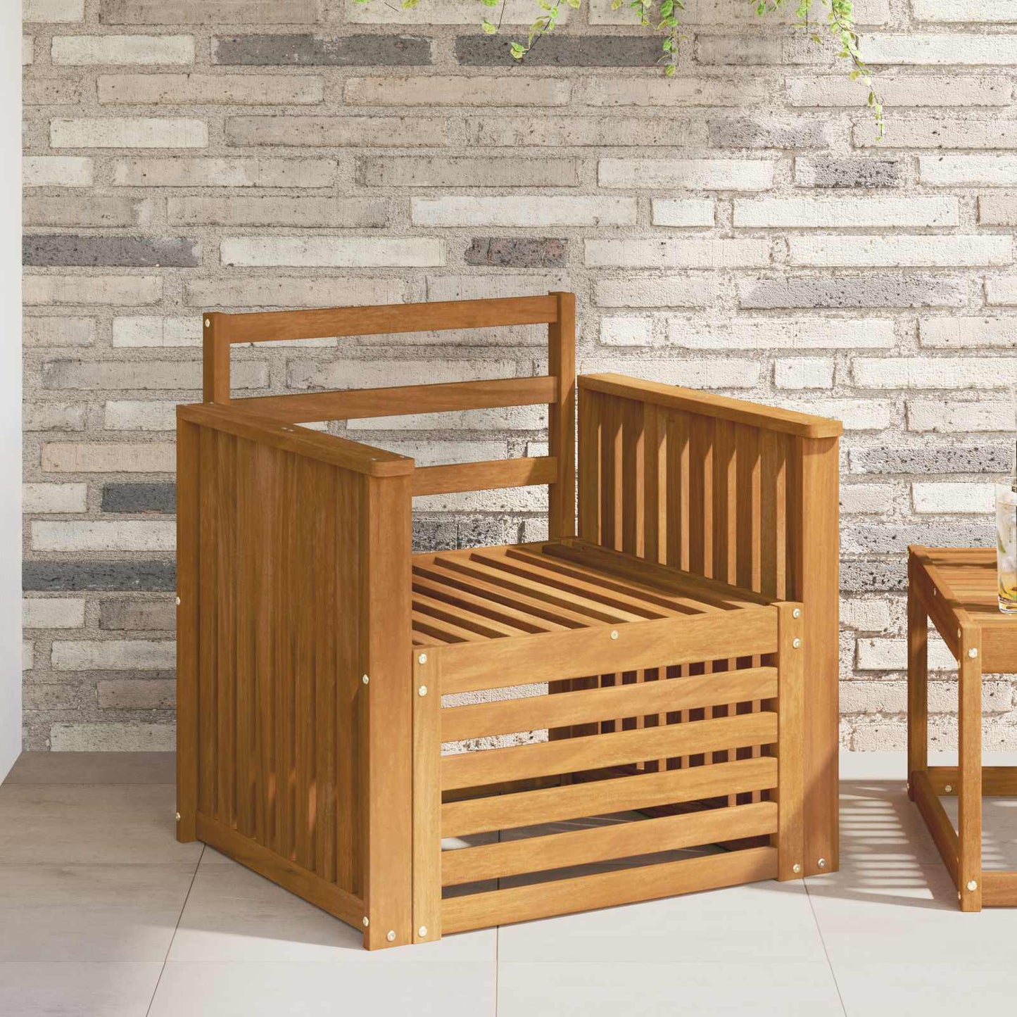 Outdoor Sofa Solid Acacia Wood Natural