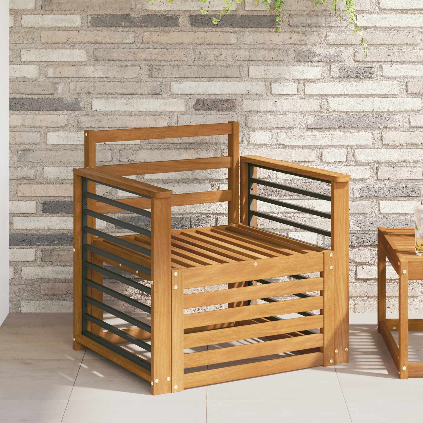 Outdoor Sofa Solid Acacia Wood Natural