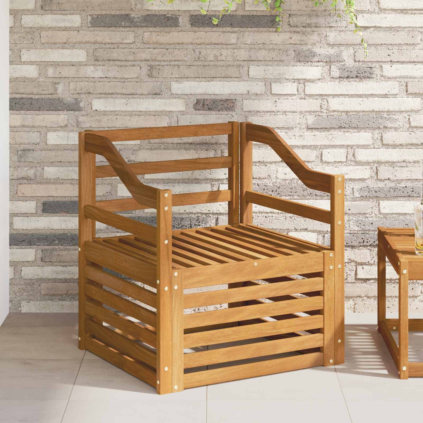 Outdoor Sofa Solid Acacia Wood Natural
