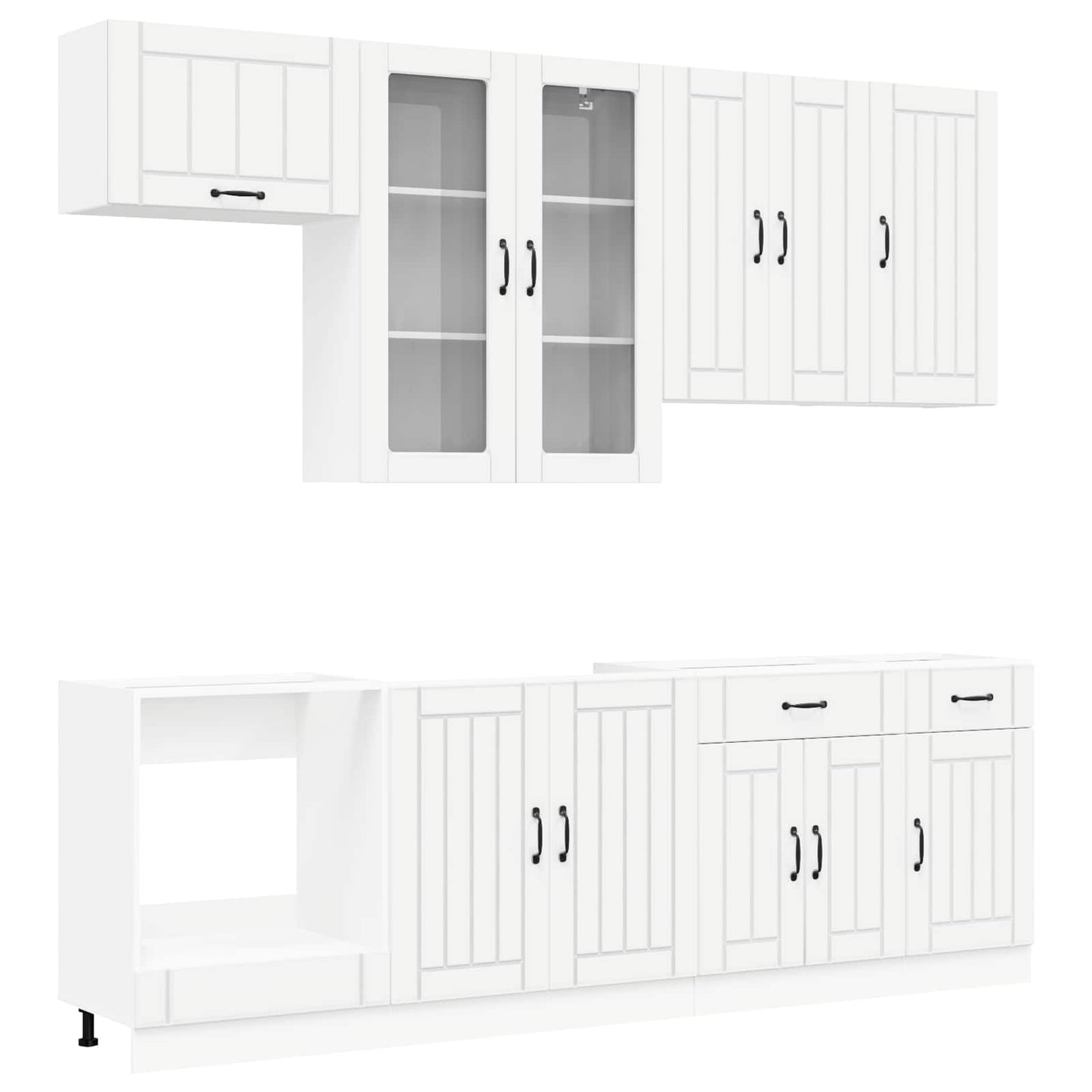 Cabinet Set with Drawer with Shelf 8 pcs White Engineered Wood
