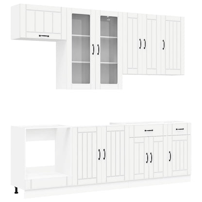 Cabinet Set with Drawer with Shelf 8 pcs White Engineered Wood
